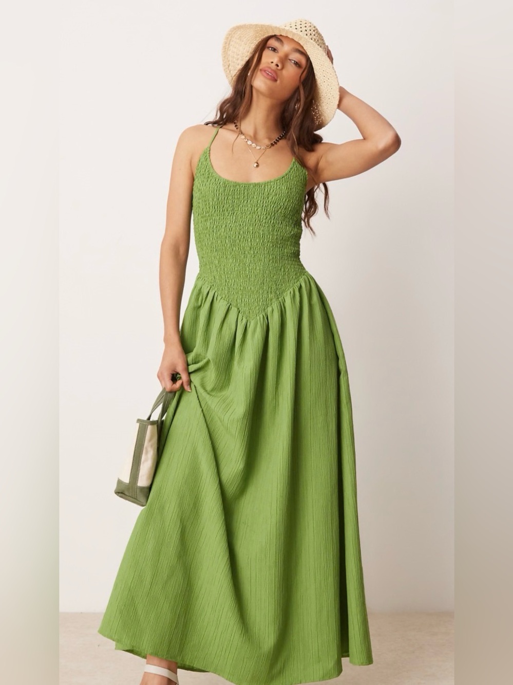 ASOS DESIGN scoop neck crinkle maxi sundress